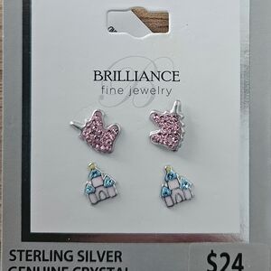 Brilliance Unicorn and Castle Stud Earrings